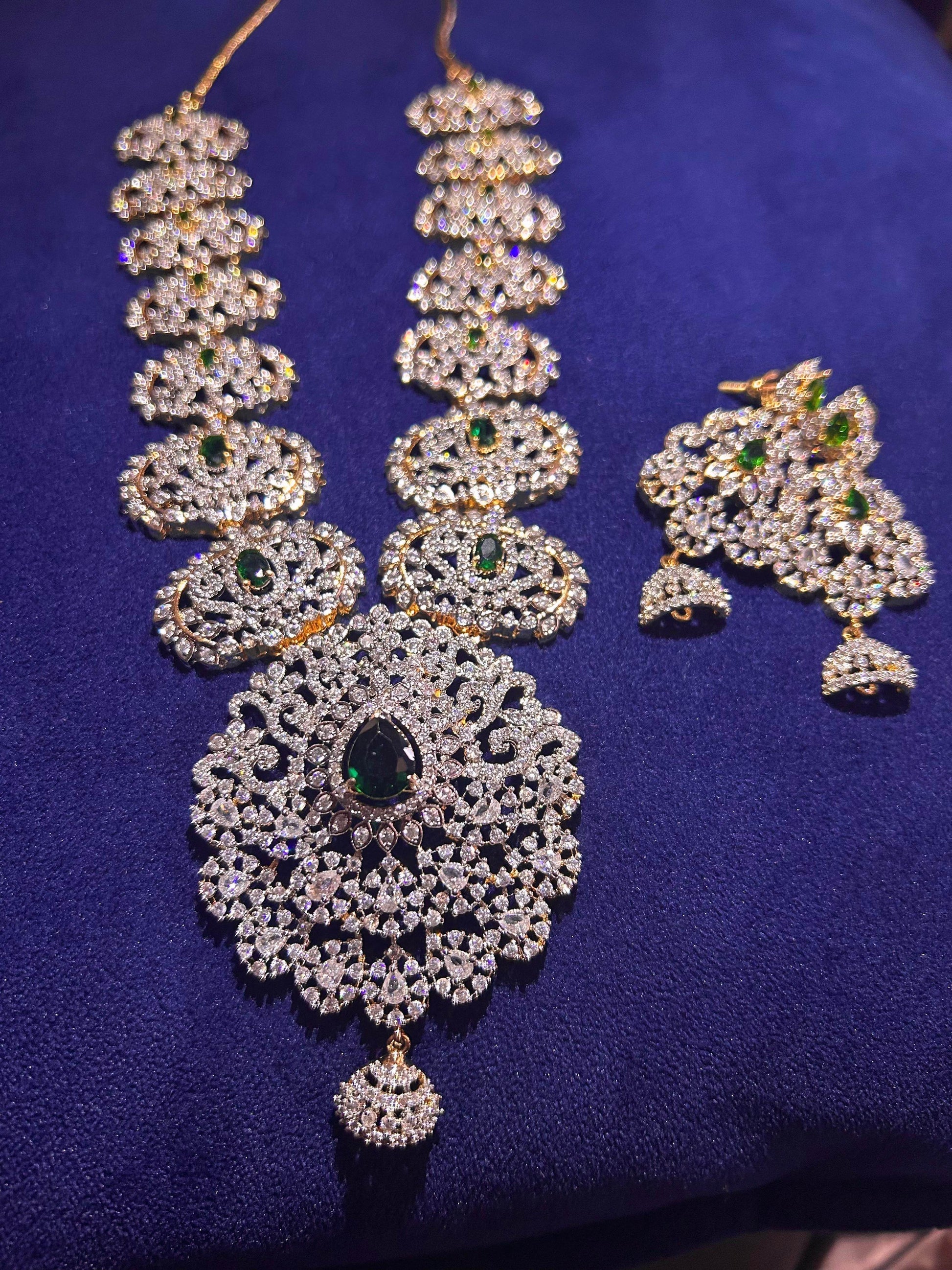 American Diamond Stones Bridal Haram - Nakshatra Jewels