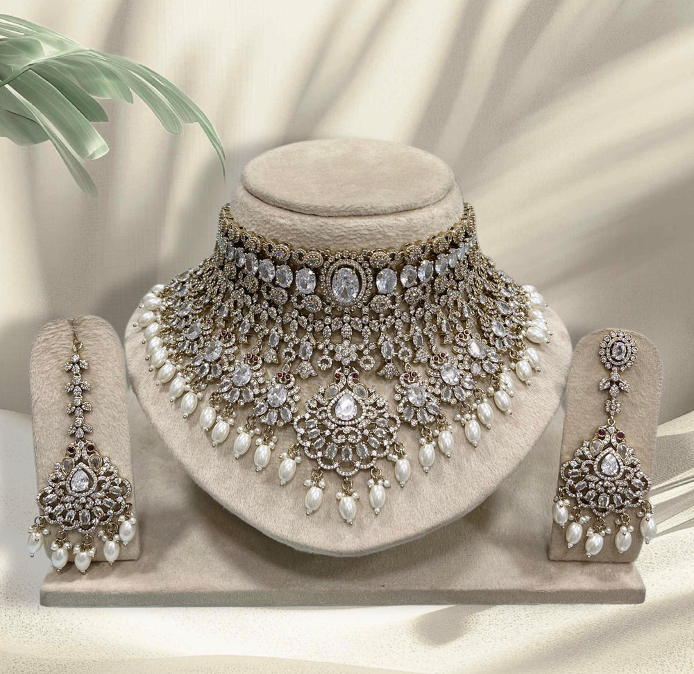 Victorian Polish AD Stones Bridal Choker