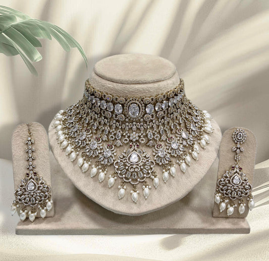 Victorian Polish AD Stones Bridal Choker