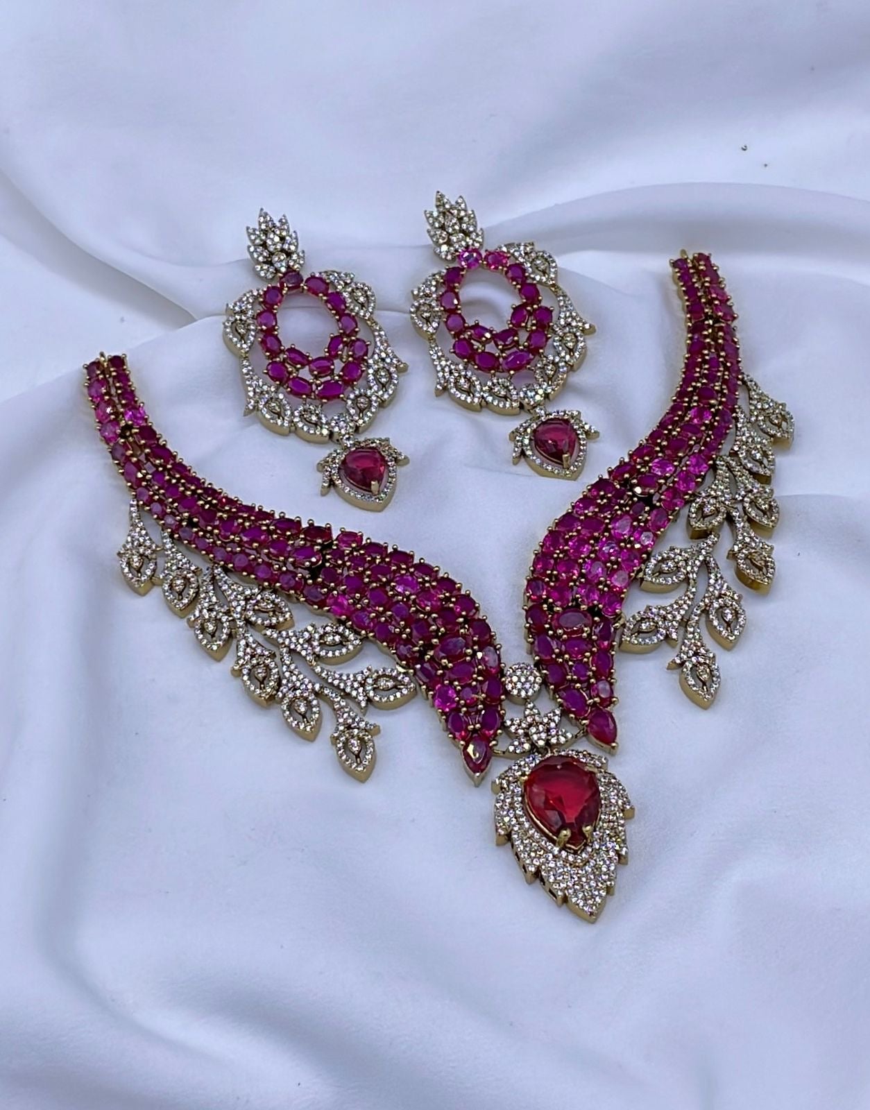 Victorian Polish AD Stones Bridal Neck Set