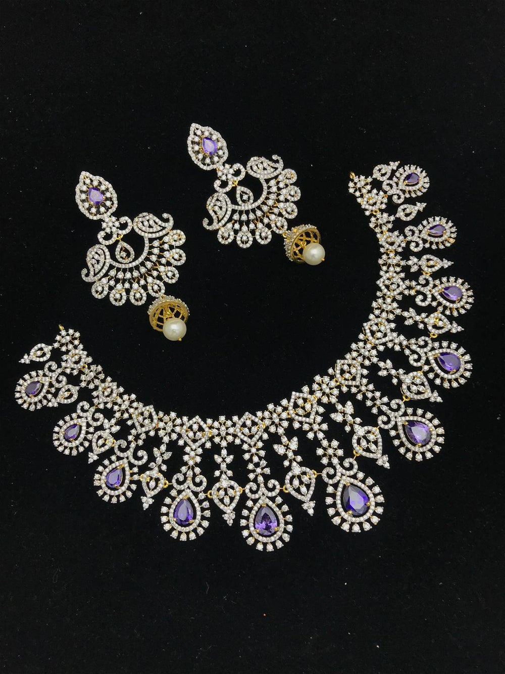 American Diamond Stone Bridal Necklace - Nakshatra Jewels