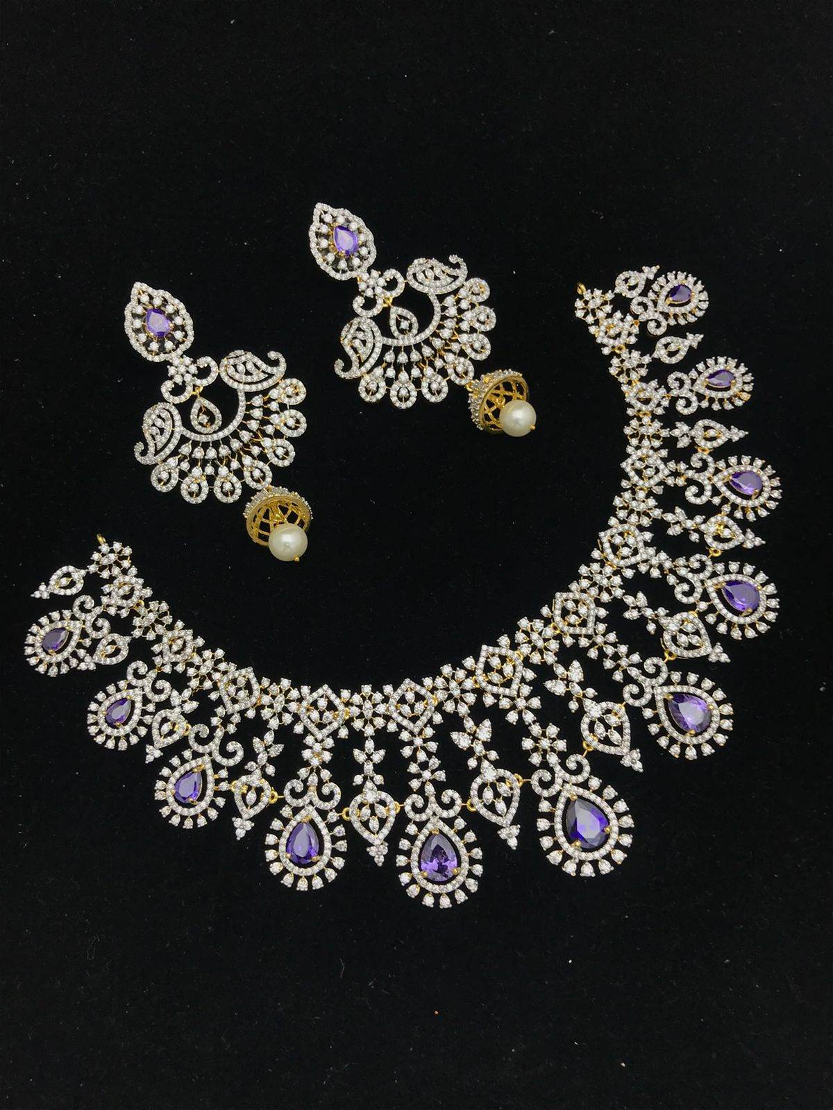 American Diamond Stone Bridal Necklace