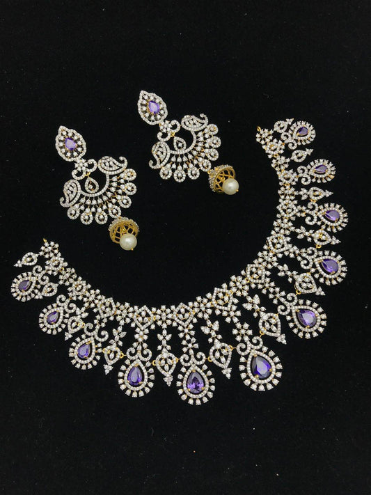 American Diamond Stone Bridal Necklace - Nakshatra Jewels