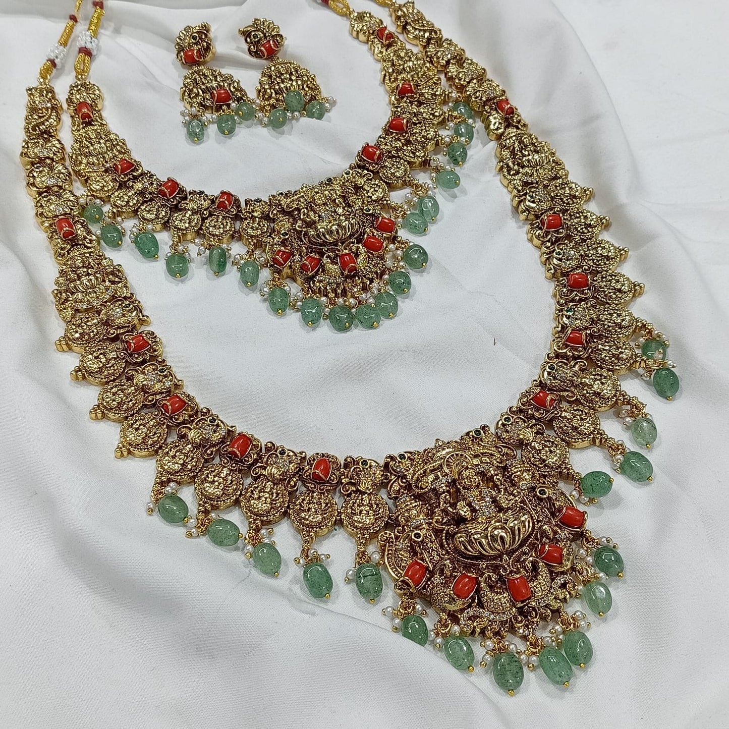 Nakshi Work with AD stones & Coral Beads Bridal Combo