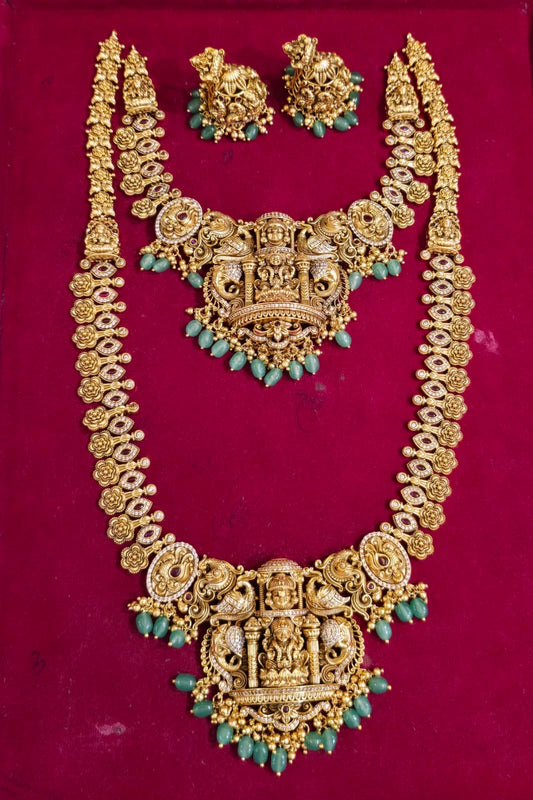 Nakshi Work with Kempu and AD Stones Bridal Combo Set