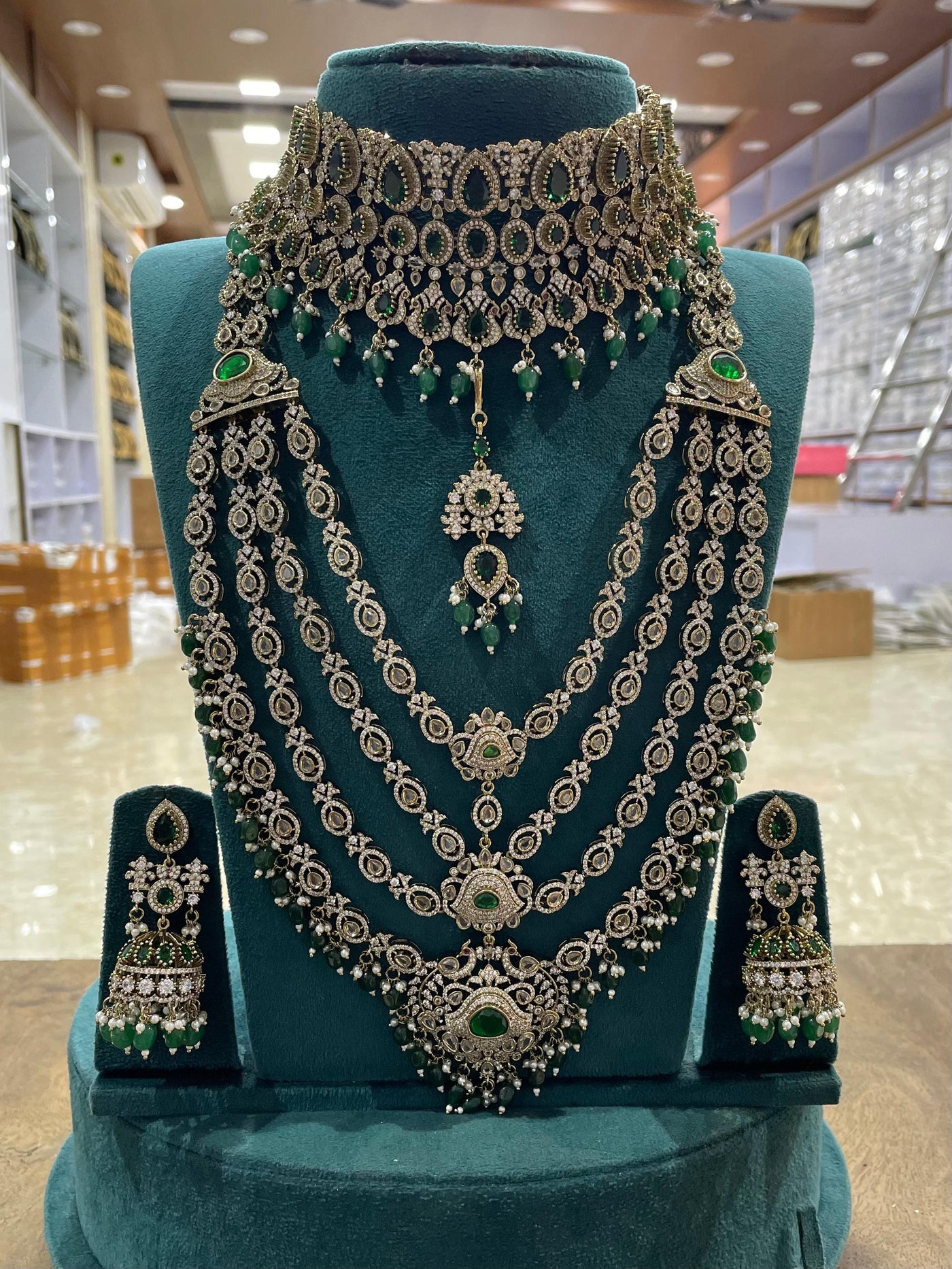 Victorian Polish with AD stones Bridal Set