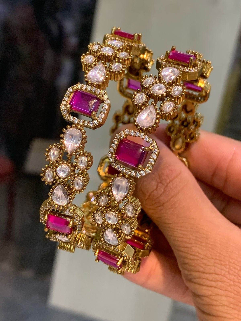 Moissanite AD Stone Bangles - Nakshatra Jewels