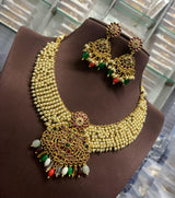 Kempu Stones Pendent with Pearls Bridal Necklace