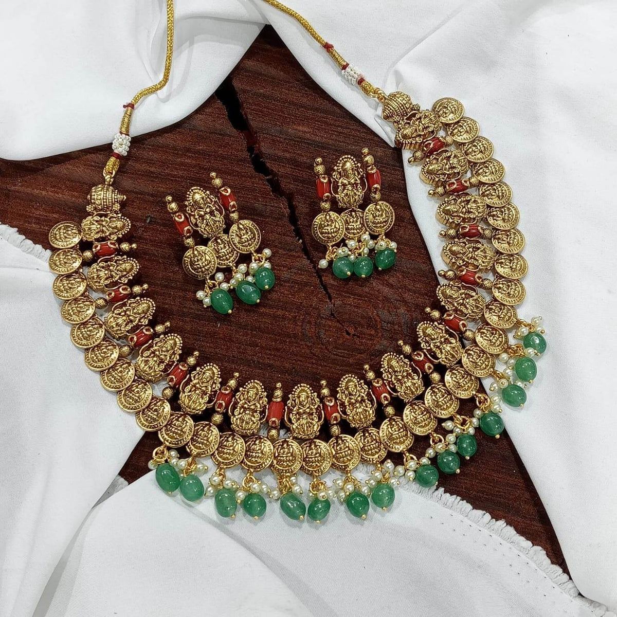 Nagasi Work with Coral Beads Studded Necklace