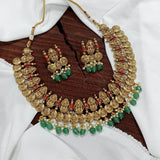 Nagasi Work with Coral Beads Studded Necklace - Nakshatra Jewels