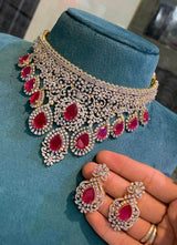 American Diamond Stones Bridal Choker - Nakshatra Jewels