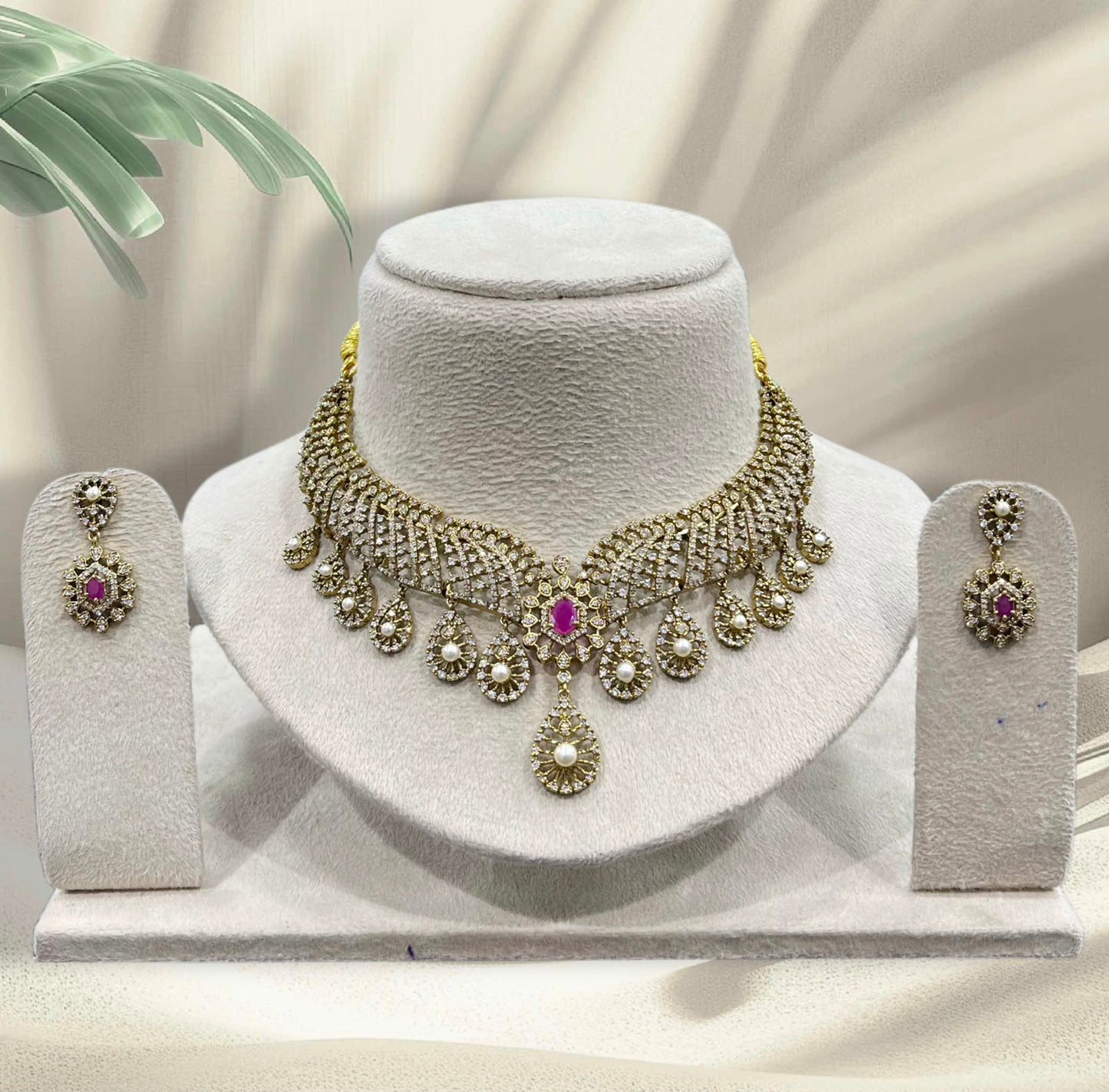 Victorian Polish AD Stones Necklace