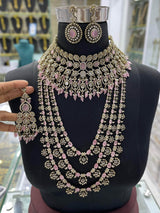 Victorian Polish with Moissanite Stones Bridal Combo set - Nakshatra Jewels
