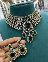 Victorian Polish with AD & Mossianite Stones Bridal Choker