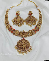Nakshi work with Coral Beads Necklace - Nakshatra Jewels