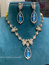 Victorian Polish AD & Moissanite Stones Necklace - Nakshatra Jewels