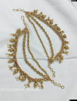 Premium Matt with Kempu Stones Ear Chains - Nakshatra Jewels
