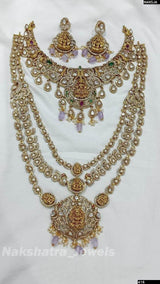 Victorian Polish AD & Nakshi work Bridal Combo Set - Nakshatra Jewels