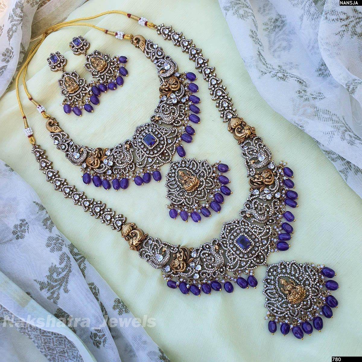 Victorian Polish AD Stones Bridal Combo Set