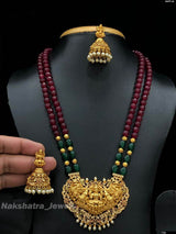 Nakshi work Bridal Pendent with Beads Haram - Nakshatra Jewels
