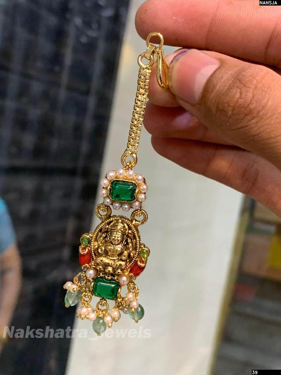 Nakshi work with Coral Beads Tikka - Nakshatra Jewels