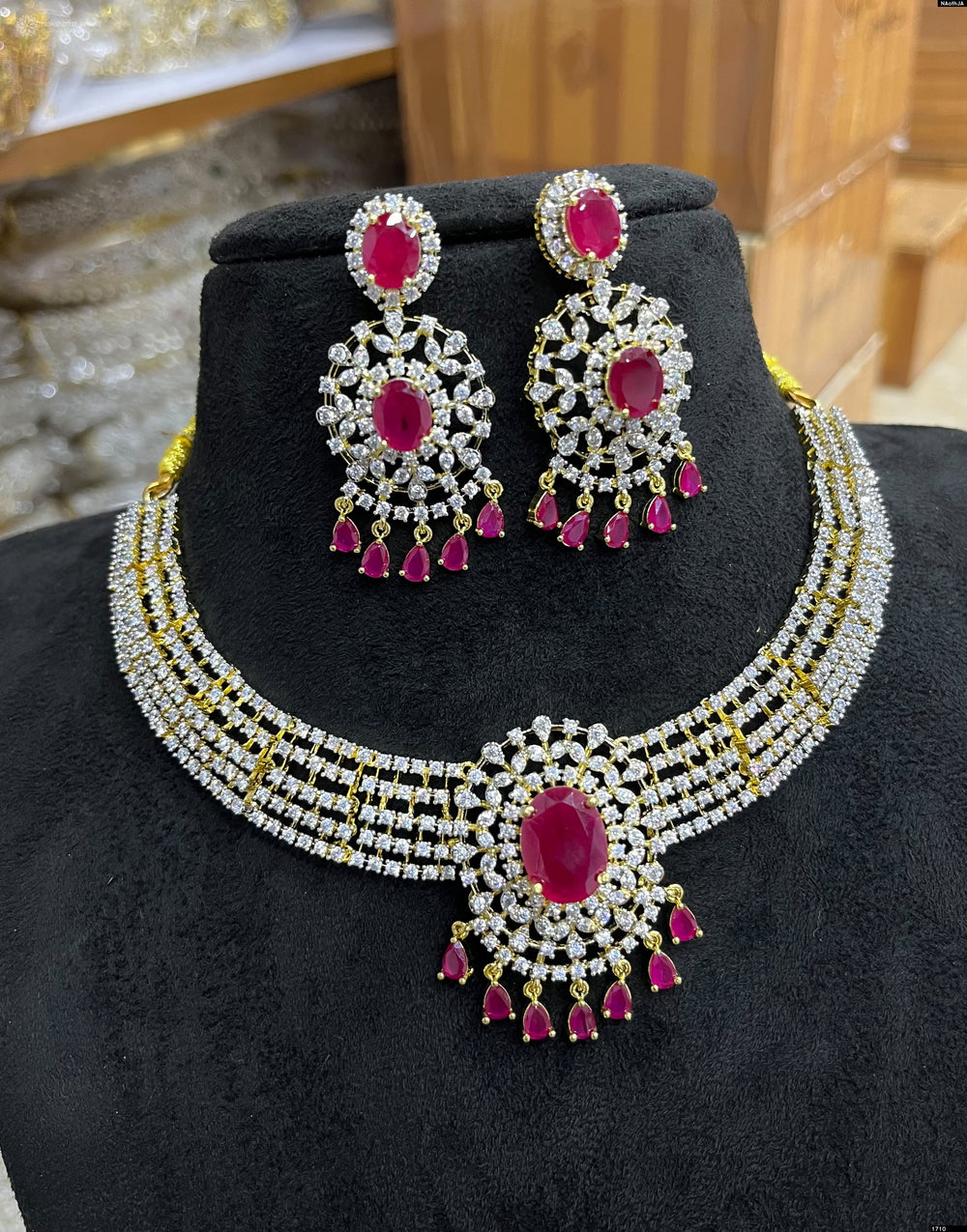 American Diamond Stones Bridal Necklace