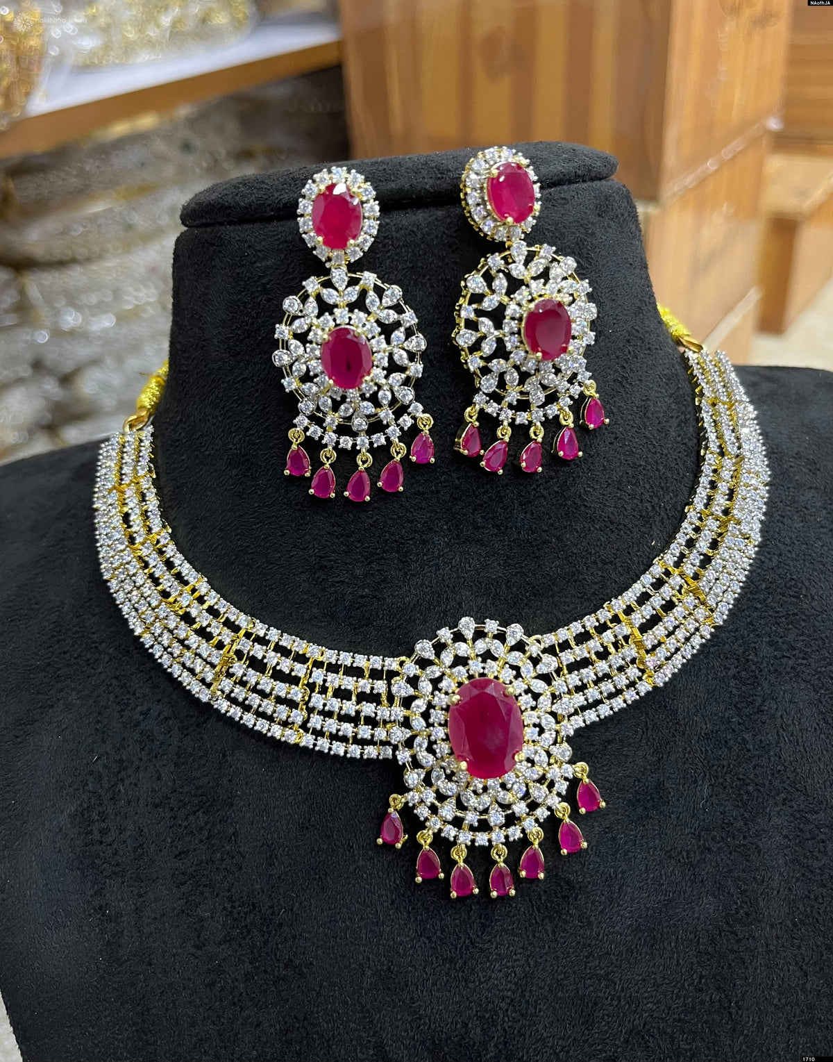 American Diamond Stones Bridal Necklace