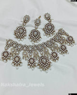 Victorian Polish with Moissanite Stones Bridal Choker - Nakshatra Jewels