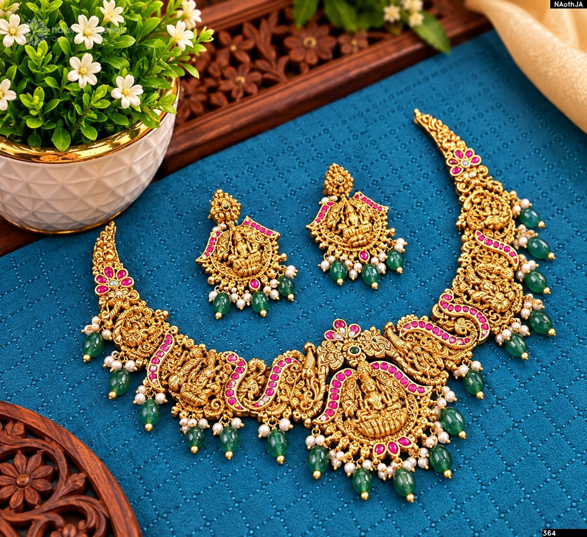 Nakshi Work with Kundan Stones Bridal Necklace