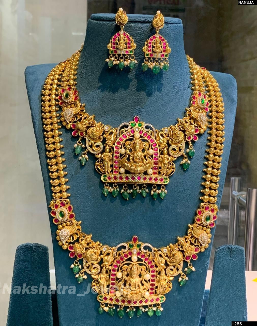 Nakshi work with Jadau Kundan Stones Bridal Set (3D Embosed)