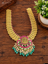 Nakshi Work Kasu Haram with Kundan Stone Pendent