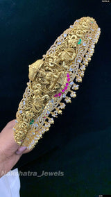 Nakshi work with AD & Jadau Kundan Stones Hip Belt - Nakshatra Jewels