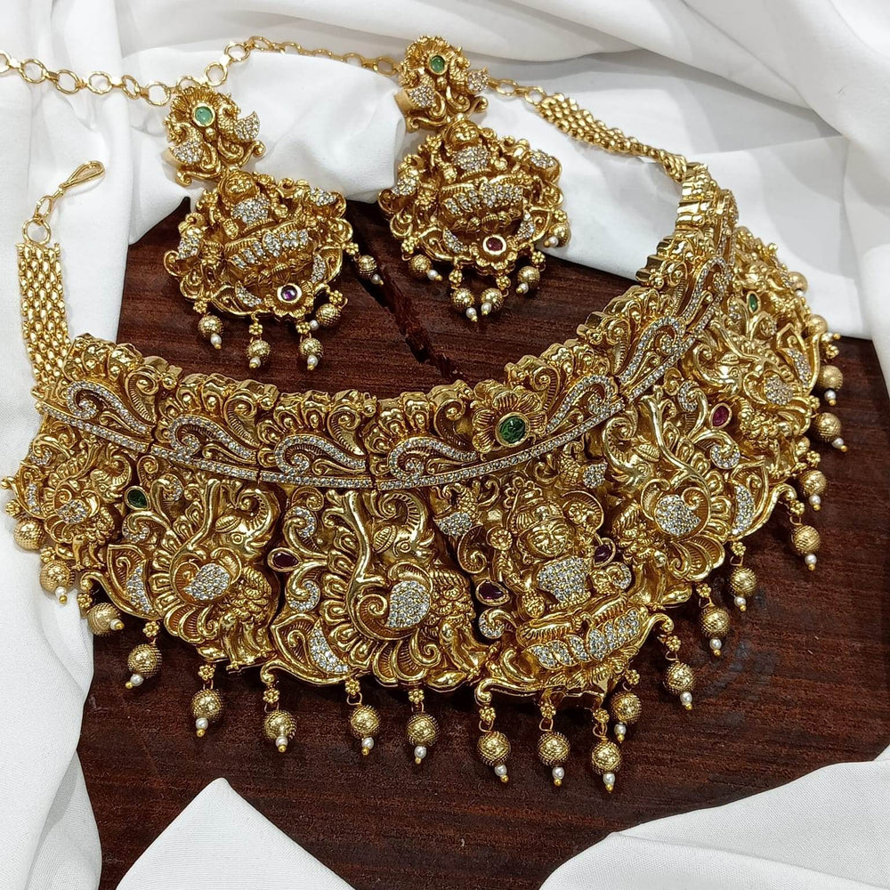 Nakshi work with AD Stones Bridal Choker - Nakshatra Jewels