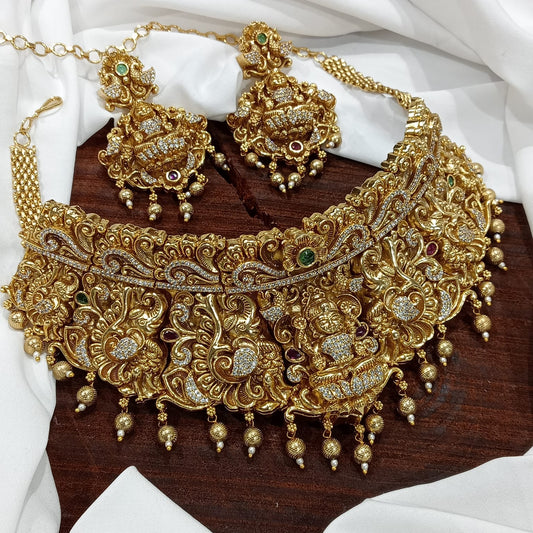 Nakshi work with AD Stones Bridal Choker