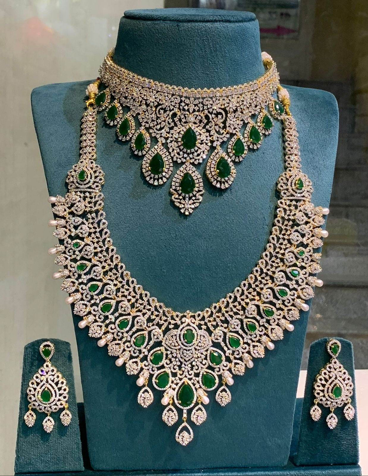 American Diamond Stones Bridal Combo Set