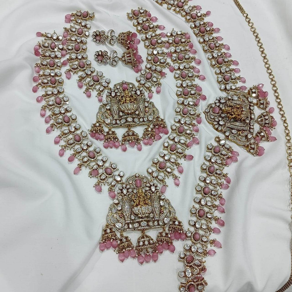 Moissanite Stones Bridal Set - Pink - Nakshatra Jewels