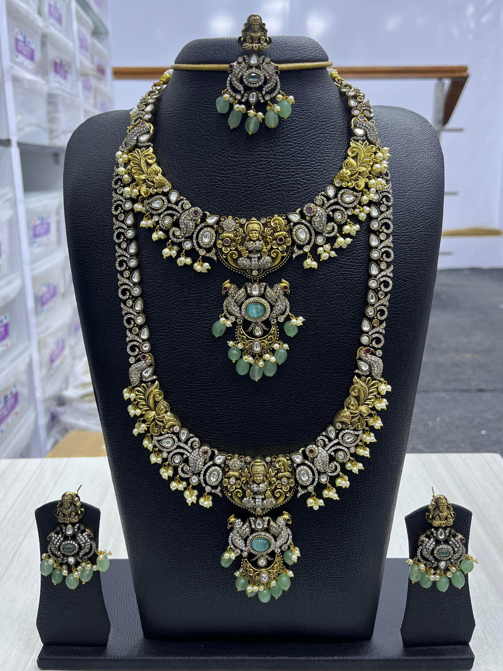 Victorian Polish with AD Stones and Nakshi work Combo Set - Nakshatra Jewels