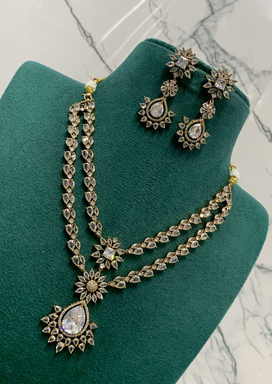 Victorian Polish AD Stones Layer Necklace