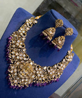 Victorian Polish with AD & Moissanite Stones Bridal Necklace - Nakshatra Jewels