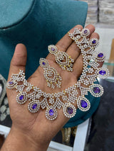 American Diamond Stones Bridal Necklace - Nakshatra Jewels