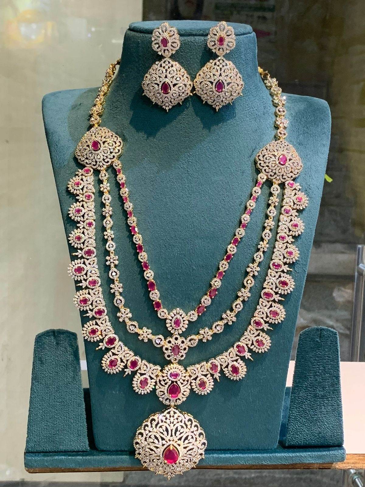 American Diamond Stones Bridal Layer Haram