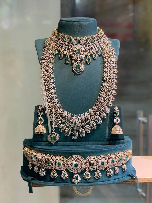 American Diamond Stones Bridal Combo Set - Nakshatra Jewels