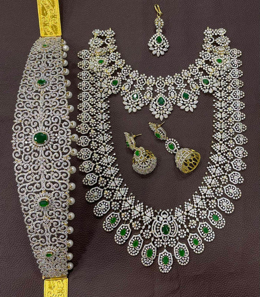 American Diamond Stones Bridal Combo set - Nakshatra Jewels