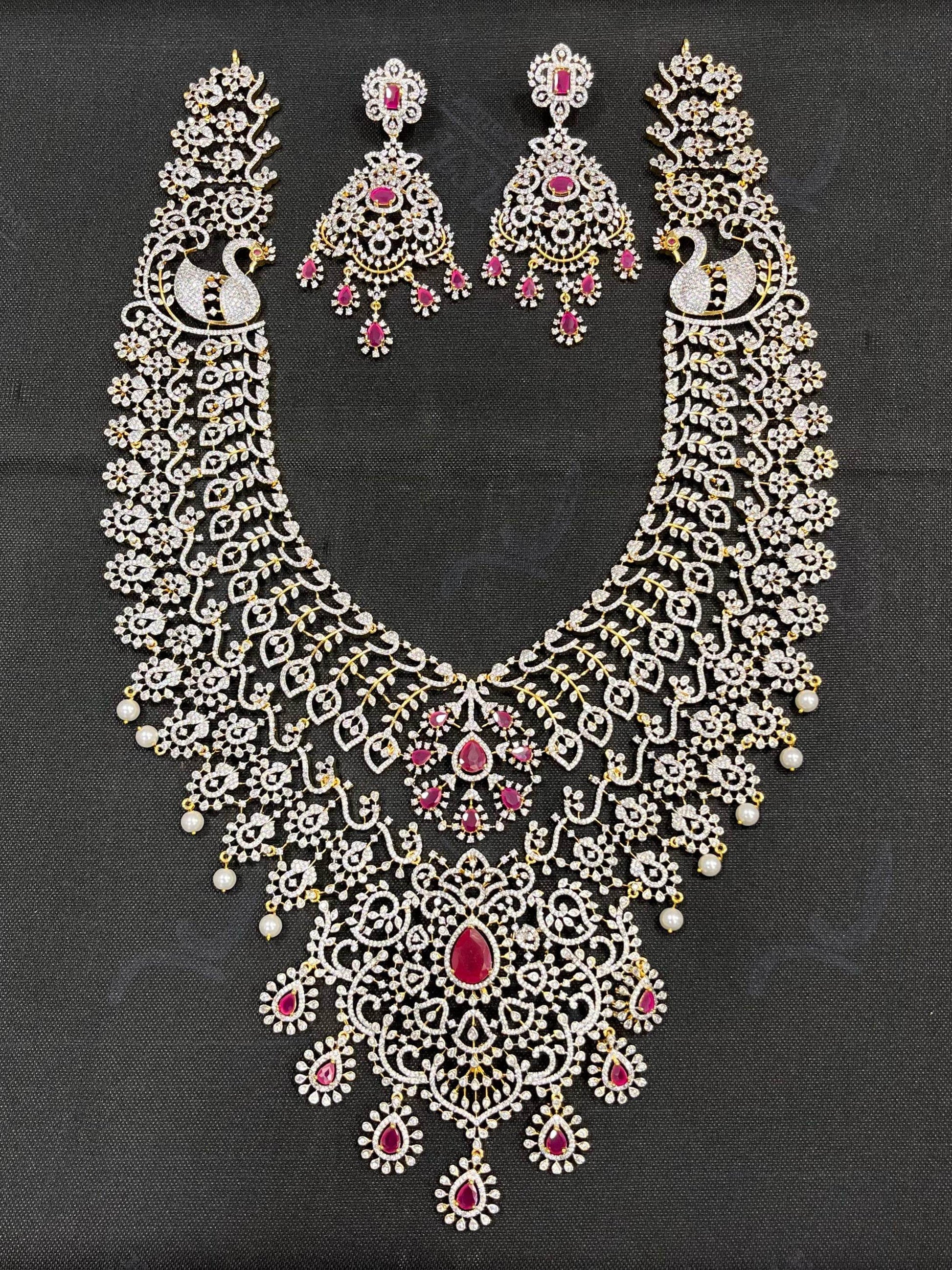 American Diamond Stones Bridal Haram - Nakshatra Jewels