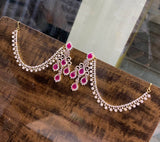 AD Stone Earrings with Ear chains - Nakshatra Jewels