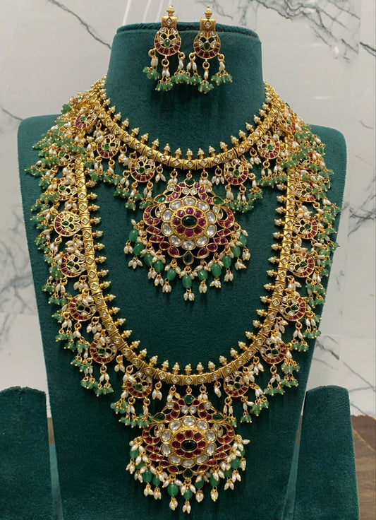 Kundan Stones With Guttapusal Bridal combo set - Nakshatra Jewels