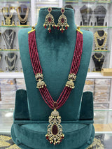 Victorian Polish AD Stones Pendent with Beads Haram - Nakshatra Jewels