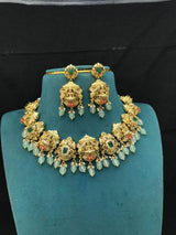 Nakshi Work with AD & Coral Beads Necklace - Nakshatra Jewels