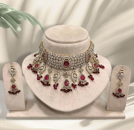 Victorian Polish with AD Stones Bridal Choker - Nakshatra Jewels