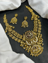 Nakshi work with Kempu & AD Stones Bridal Haram